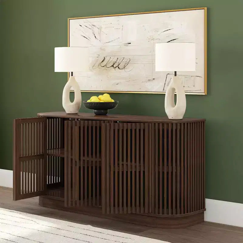 Plank+Beam Contour Sideboard aus Massivholz mit 3 Türen, 59-TV-Ständer fürs Wohnzimmer