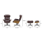 Jovan relaxfauteuil van echt leer van 31.5 met voetenbank