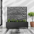 MAYEERTY plantenbak met trellis, zwart ijzer, klassieke lamellenstijl Helen Street 01, gecombineerde stijl, 72x47x16in, set van 3 stuks