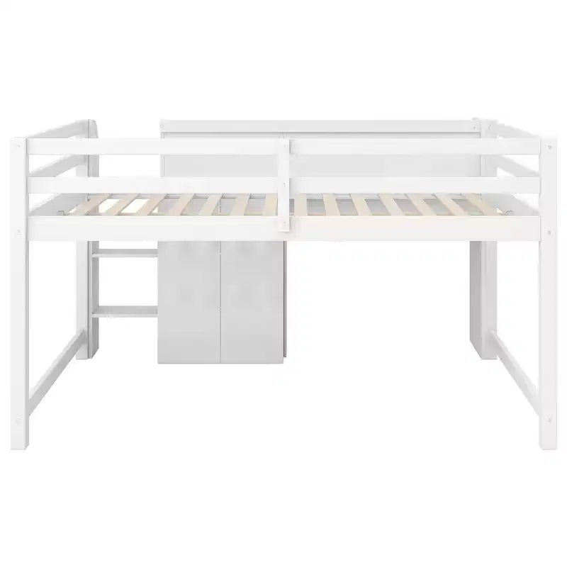 Pink/White Low Loft Bed with Desk, Storage & Whiteboard ?C Twin, 1-Person