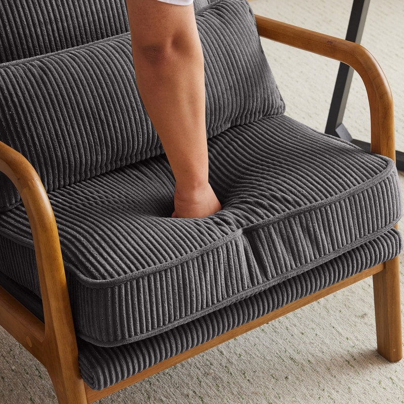 Tapicerowany fotel akcentowy w stylu mid-century modern