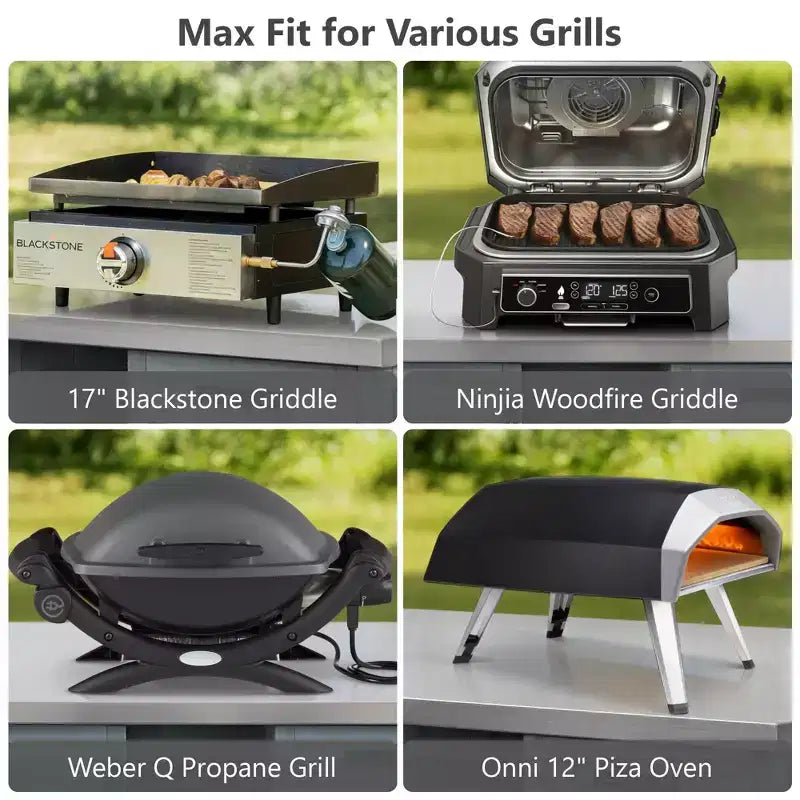 FAMYYT buitenkeukeneiland van 78.3 inch met roestvrijstalen werkblad, inklapbaar BBQ-station en opbergkasten, grijsblauw