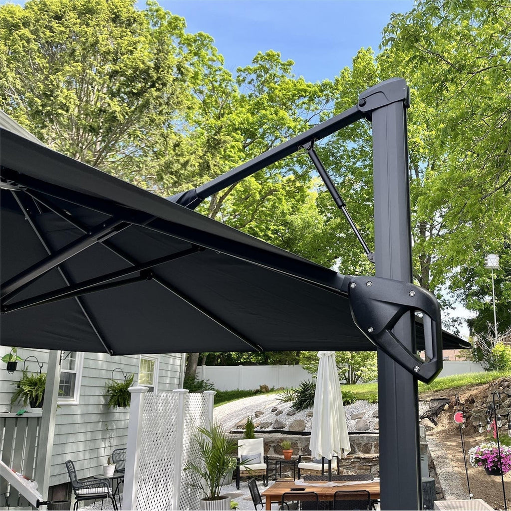 MAISON ARTS parasol boczny 12 FT z automatycznym podnośnikiem hydraulicznym, aluminiowym masztem i obrotem o 360 stopni