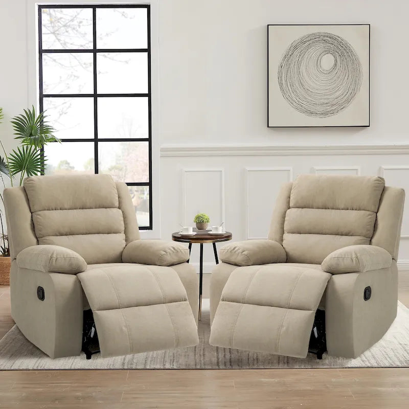 Set van 2 klassieke en traditionele handmatige relaxfauteuils