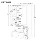 Hoher Badezimmerschrank mit zwei Türen und Schubladen, verstellbarem Einlegeboden und MDF-Platte