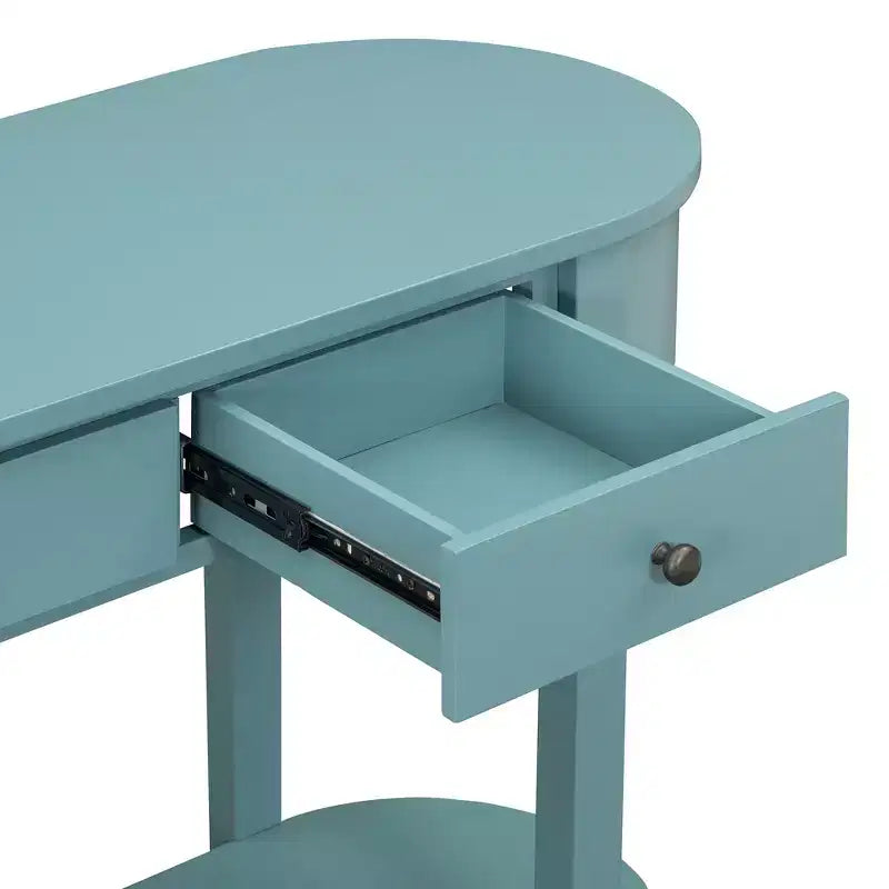 Console rustique Whisen, table d’entrée et table d’appoint avec façade de tiroir cannelée