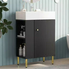 Witte badkamermeubelcombinatie van 21.6, opbergkast voor de badkamer, enkele keramische wastafel, opbergruimte aan de linkerkant