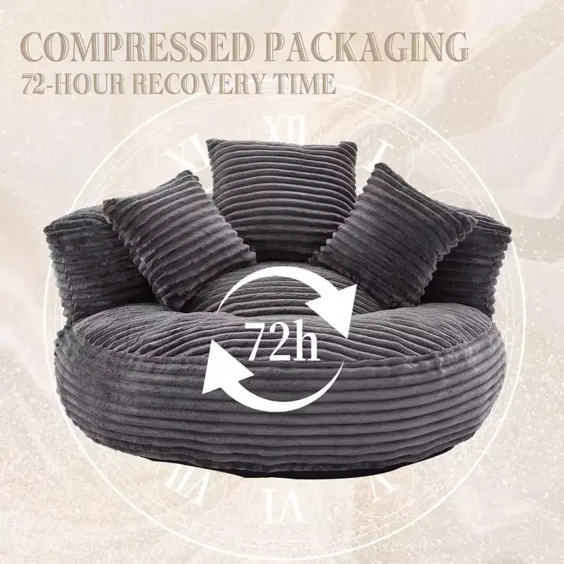 Sofa typu bean bag dla dorosłych i dzieci, duży fotel typu bean bag z sztruksu, 3 poduszkami i podłokietnikami do salonu lub sypialni