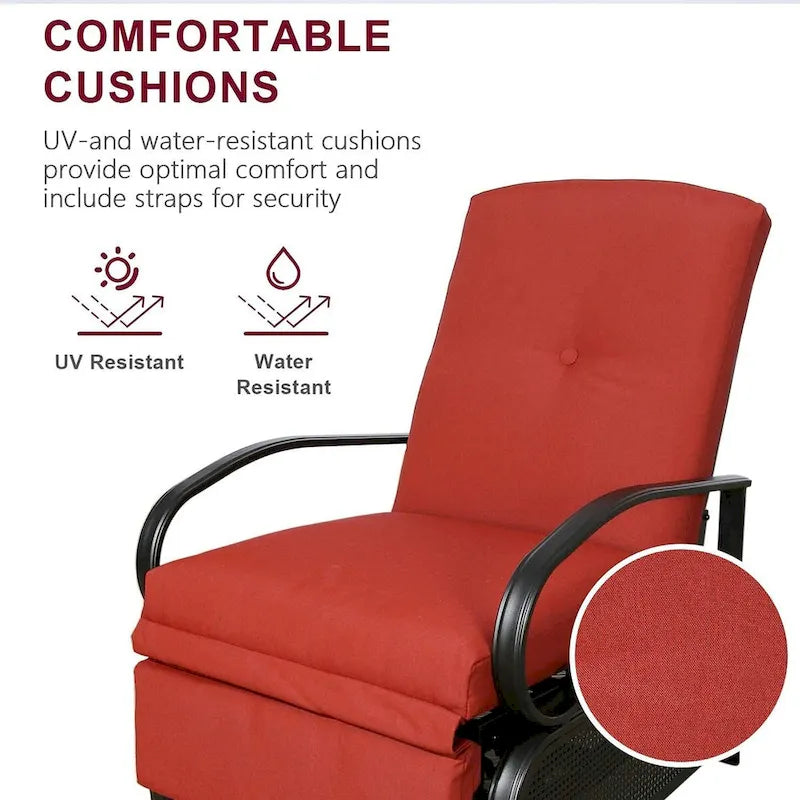 Verstellbarer Relaxsessel für die Terrasse mit Kissen - 38 (D) x 26.5 (W) x 38.5 (H) Zoll