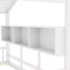 Eenpersoons-/tweepersoonsbed in huisvorm met platformbedframe, peuterbed op de vloer, Montessori-bed voor kinderen, speelhuisbed met opbergplank - ModernLuxe