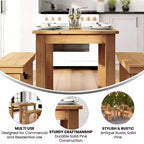 Flash Furniture, rechteckiger Farm-Esstisch aus massivem Kiefernholz, 46 x 30