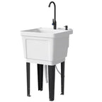 Tragbares Mehrzweck-Waschbecken mit Waschbottich, freistehendes Waschbecken mit Wasserhahn, Seifenspender und Schläuchen