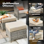 XIZZI 9-piece Outdoor Patio Furniture Conversation Set with Swivel Chair
