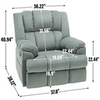Fauteuil inclinable manuel vert surdimensionné avec fonction pivotante et à bascule, revêtement en tissu