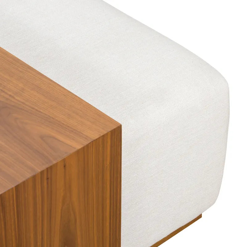 Poly & Bark Jarmo-voetenbank met verstelbare tafel van walnoothout - Italiaans volnerfleer