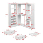 Armoire d’angle avec 2 tringles à vêtements, porte-pantalons et rangement à chaussures