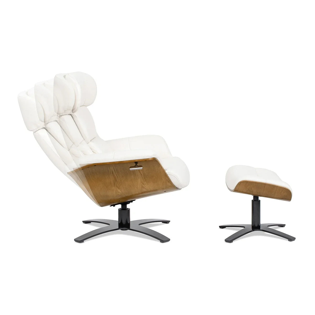 Jovan relaxfauteuil van echt leer van 31.5 met voetenbank