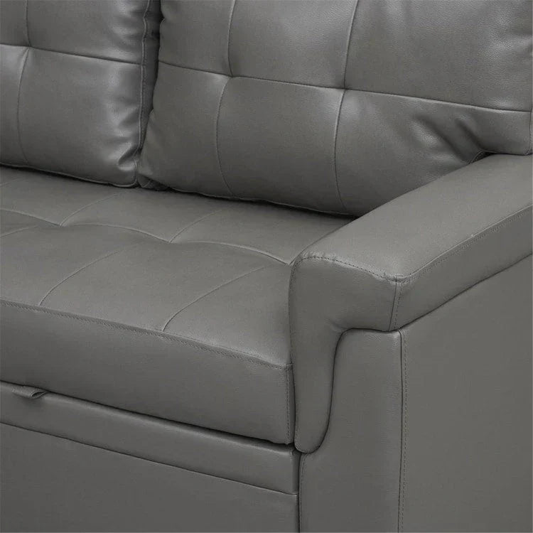 Canapé d’angle convertible et réversible avec lit escamotable, méridienne avec rangement dissimulé et pieds robustes