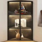 Vitrine d'angle moderne en métal et bois gris avec porte vitrée