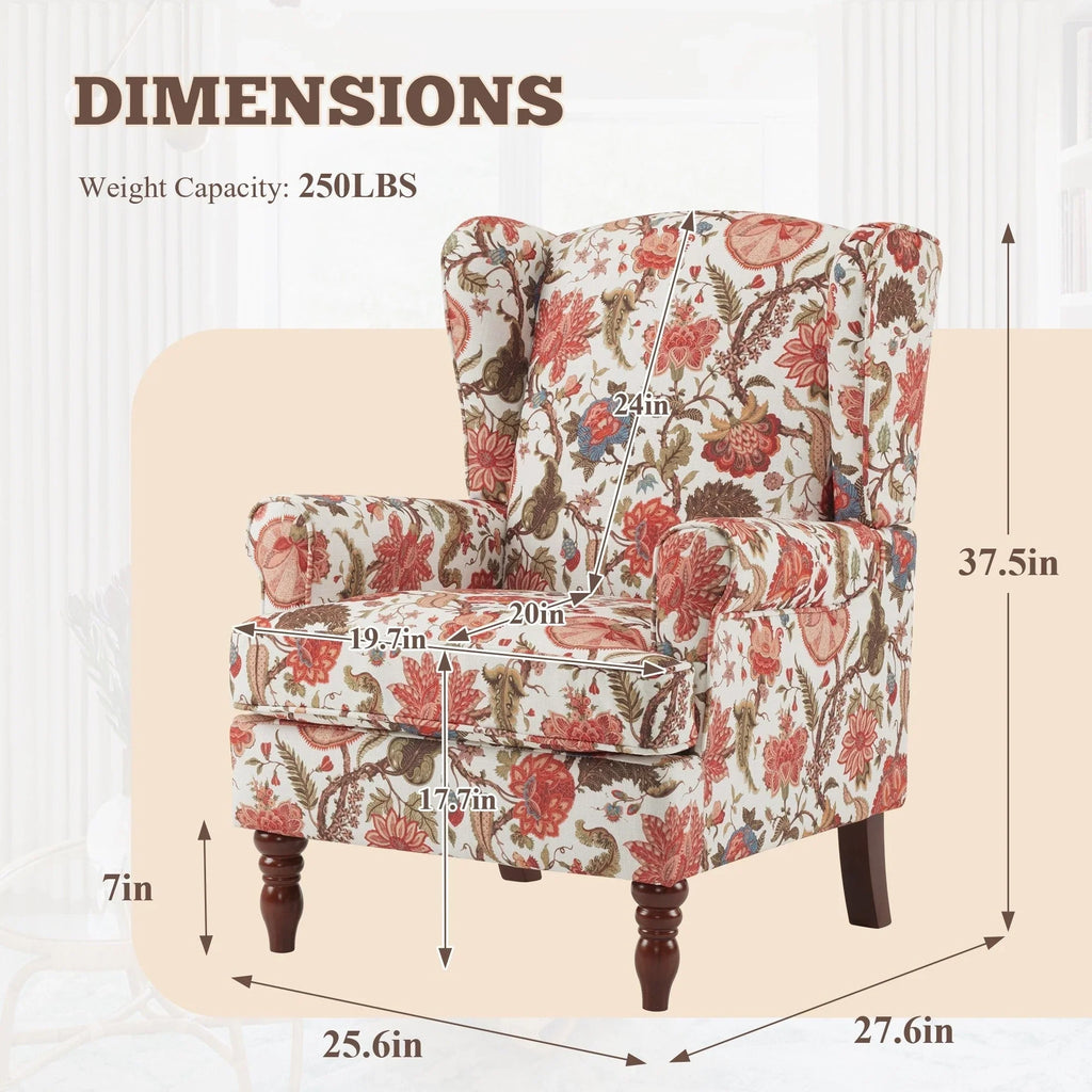 Erommy moderne fauteuil, fauteuil met hoge rugleuning, gestoffeerde eenzitsbank met knopen en houten poten voor de woonkamer