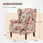Erommy moderne fauteuil, fauteuil met hoge rugleuning, gestoffeerde eenzitsbank met knopen en houten poten voor de woonkamer