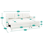 Canapé d’angle convertible et réversible avec lit escamotable, méridienne avec rangement dissimulé et pieds robustes