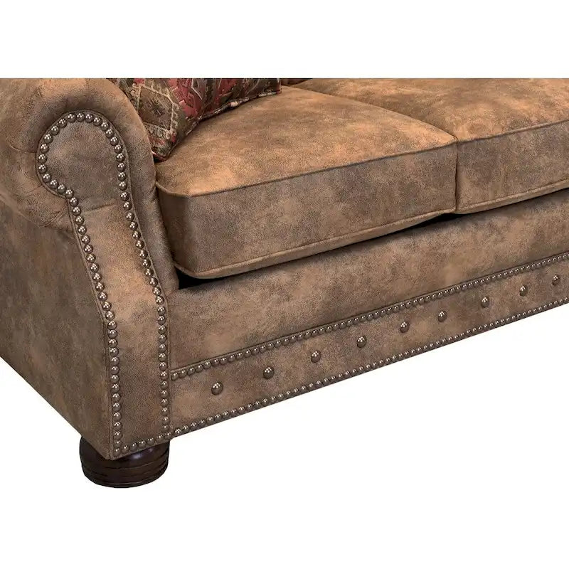 Rancho slaapbank met rustieke bruine suèdestoffen bekleding - 37 x 86 x 40