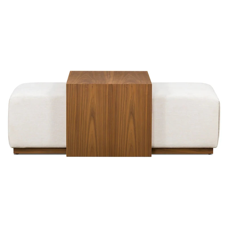 Poly & Bark Jarmo-voetenbank met verstelbare tafel van walnoothout - Italiaans volnerfleer