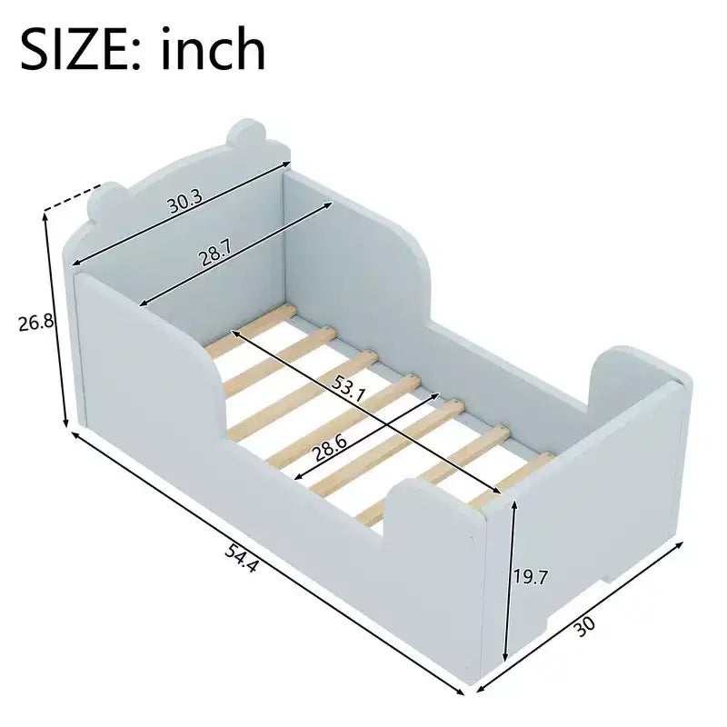 Okak berenvormig vloerbed voor kinderen van 3-6 jaar, peuterbedframe met veiligheidshekje, schattig kinderbed in de vorm van een dier