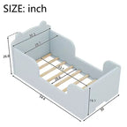 Okak berenvormig vloerbed voor kinderen van 3-6 jaar, peuterbedframe met veiligheidshekje, schattig kinderbed in de vorm van een dier
