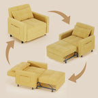 Canapé-lit convertible 3 en 1 avec réglage ajustable, fauteuil-canapé avec lit escamotable, lit pliant convertible pour le salon