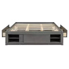 Whisen Queen Platform Bed Frame with 4 Storage Drawers and Footboard Storage