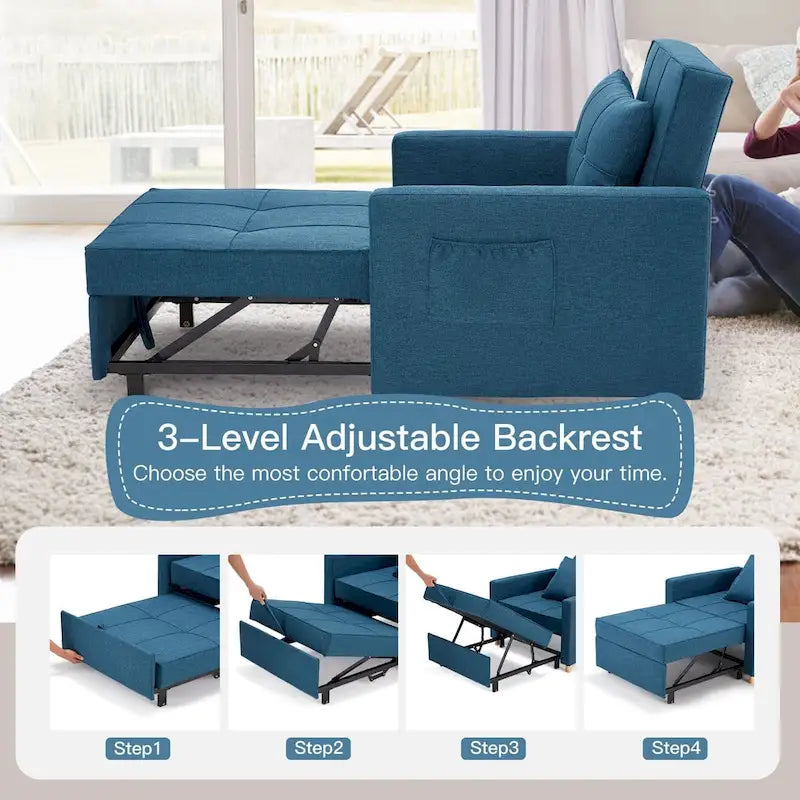 Fauteuil-lit réglable convertible 3-en-1, plusieurs couleurs, pour 1 personne