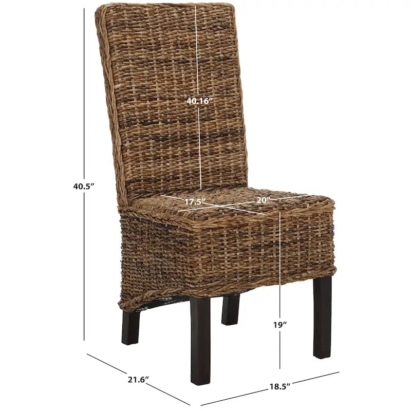 Set aus 2 Esszimmerstühlen aus naturbelassenem Rattan, 19W x 22D x 41H, Boho-Küstenstil