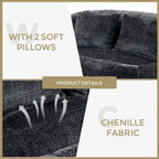 GDFStudio - Laurel Chenille 2-Seater Lazy Sofa with High-Density Foam and Oversized Comfort