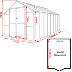VEIKOUS Aluminum Walk-In Garden Greenhouse Kit with Adjustable Roof Vent and Lockable Door Grey