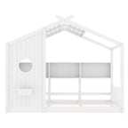 Eenpersoons-/tweepersoonsbed in huisvorm met platformbedframe, peuterbed op de vloer, Montessori-bed voor kinderen, speelhuisbed met opbergplank - ModernLuxe