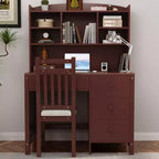 Moderner Schreibtisch aus Holz fürs Homeoffice von Okak mit Tischplatte, Stuhl und Bücherregal, Schreibtisch mit Stauraum für Jugendliche und Studierende zum Lernen und Arbeiten
