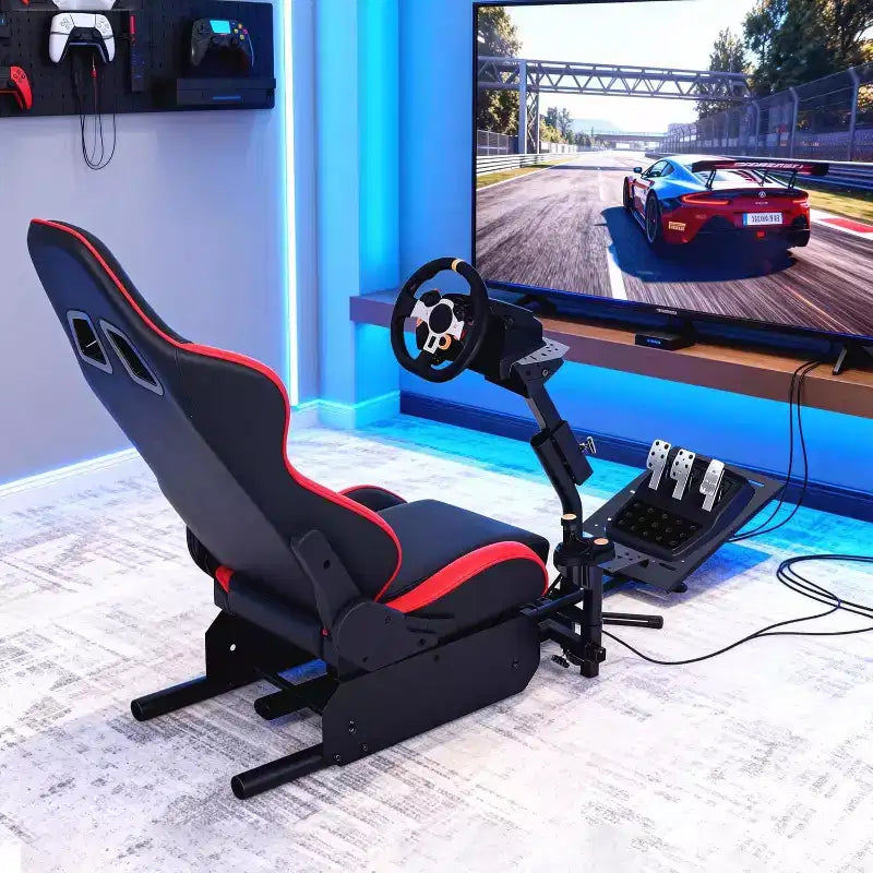 Opvouwbare cockpit voor racesimulator, verstelbare stuurwielstandaard voor G29/G920/G923, geschikt voor Thrustmaster, Fanatec, Hori en Mad Catz, verstelbare pedaalhoek