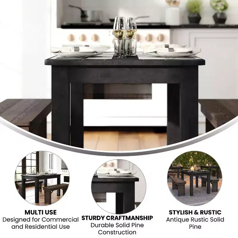 Flash Furniture, rechteckiger Farm-Esstisch aus massivem Kiefernholz, 46 x 30