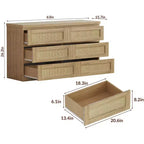 Rattan-Kommode fürs Schlafzimmer mit 6 Schubladen, 47 breite Kommode im modernen Landhausstil, Holz-Aufbewahrungsschrank und Organizer für Kleiderschrank, Wohnzimmer und Flur