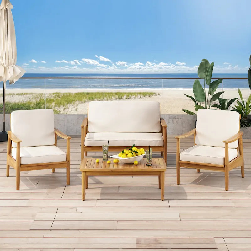 Ensemble de salon de jardin 4 places en bois d’acacia Willowbrook de Christopher Knight Home