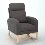 Modern 29.5 High Back Upholstered Rocking Chair with Solid Wood Legs and Adjustable Footrest