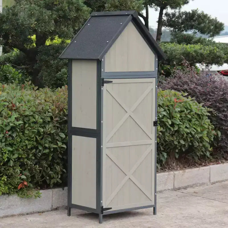 Opberghuisje voor buiten met vloer, tuingereedschapsschuur van 68 inch hoog met verstelbare planken