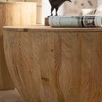 Retro round storage coffee table, made of wood, suitable for living room, dining room or office.
