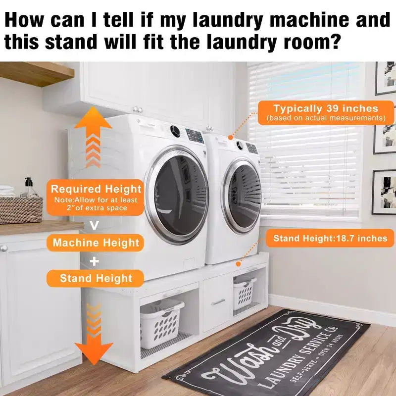 GDLF wasmachine- en drogerverhogers, universele standaard voor wasmachine en droger met uittrekbare plank, wit