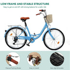 Moasis24/ 26 Cruiser-Fahrrad mit 7 Gängen, verstellbarer Tiefeinstieg, Pendlerfahrrad
