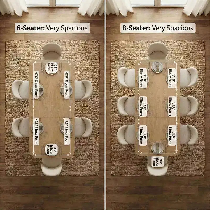 9-teiliges Esszimmer-Set für 8 Personen, ausziehbarer Tisch mit Säulengestell und gepolsterten Stühlen mit Massivholzbeinen-Panipeachy