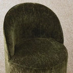 Ensemble de salle à manger moderne pour 6 personnes, table ronde à piètement central, fauteuils pivotants en forme de tonneau à roulettes, chenille texturée - Panipeachy