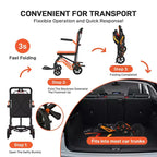 Ultra Lightweight Folding Transport Wheelchair, Supports 220 lbs, 18 lbs Aluminum Frame, 16.2 Seat, Removable Armrests & Footrests,Locking Handbrake